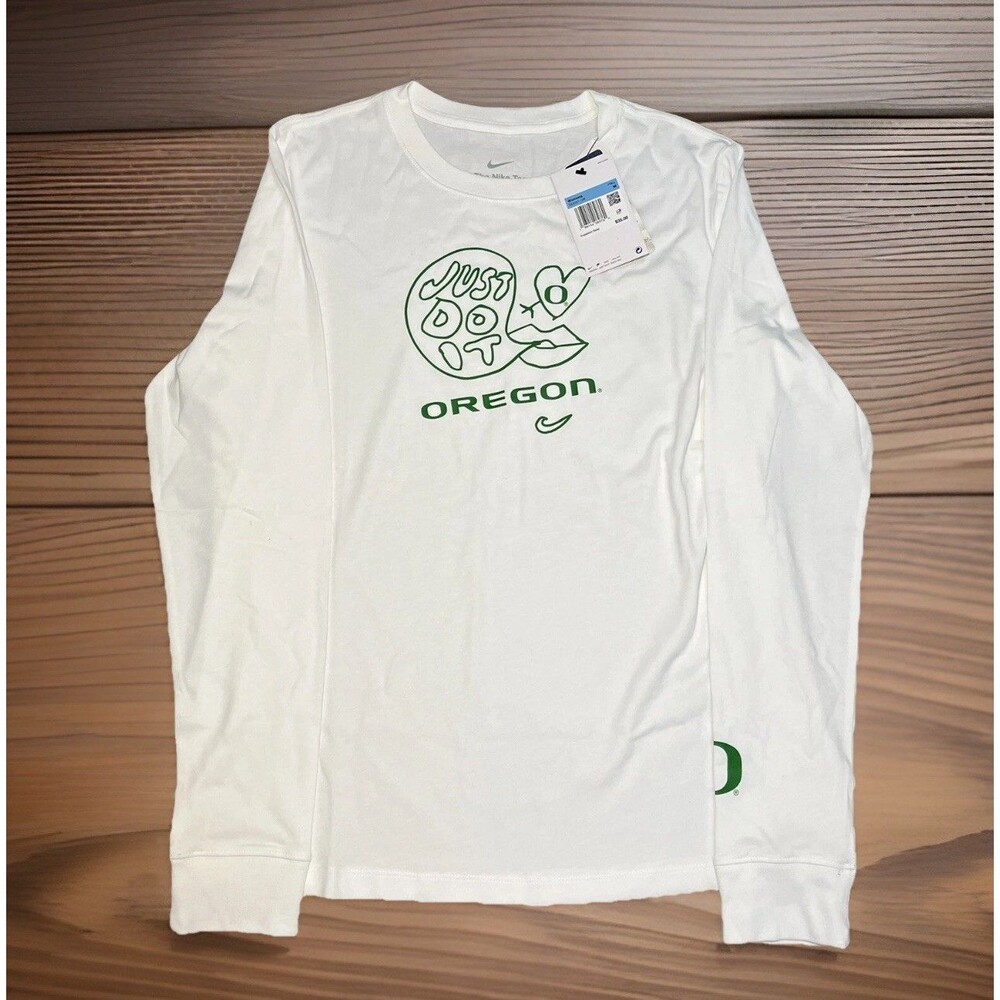 Nike University Of Oregon Ducks Long Sleeve Shirt White‎ Women’s Size Medium NWT